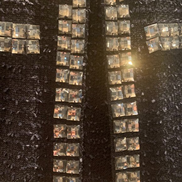 MK National Designer Knit Size 10 Black and Silver Bling Jacket and Skirt - Picture 2 of 5